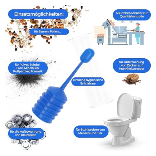 Pack of 12 Chair Sample Tubes, 15 ml Faecal Sample Tube with Spoon and Label Sticker Dog and Cat, Chair Tube with Spoon, Examination Tube for Pets for Testing