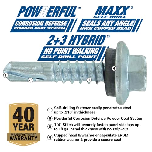 ST Fastening Maxx Steelbinder Metal Roofing Screws #12 x 1 #12 x 1" Standard Galvanized