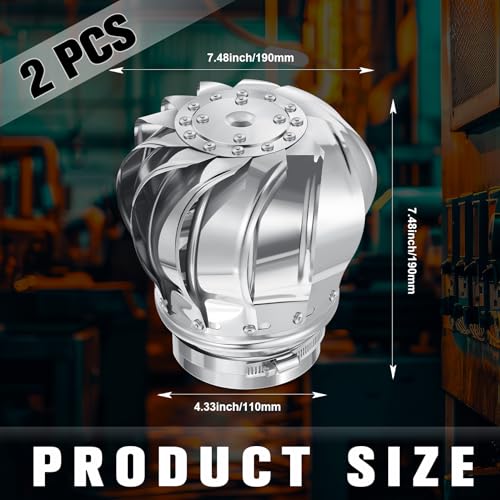 Tandefio 2 Pcs Turbine Roof Vent, 4 In/110mm Stainless Steel 201 110mm