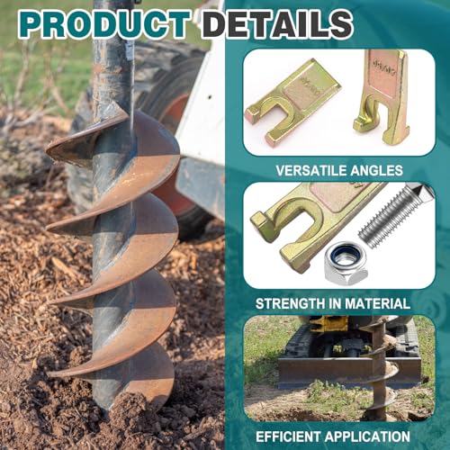 4 Sets Degree Spiral Drill Teeth with Hardware, for Digging Crumbly Rock, Soil, and More 4