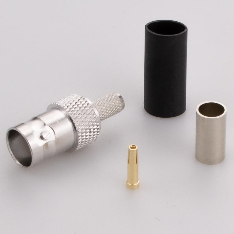 BNC Female Crimp Connector 50 Ohm BNC Connector Female for RG58 LMR195 RG142 RG223 Cable Pack 5