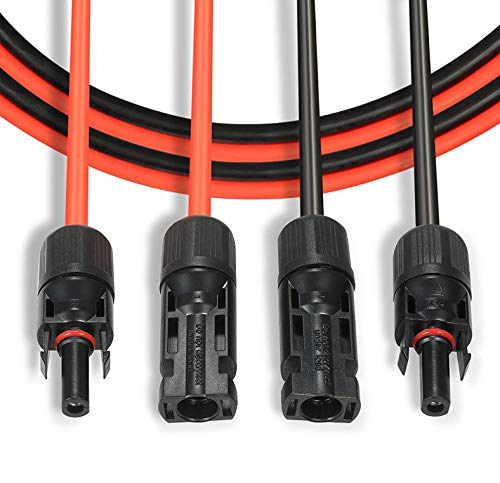 Solartronics Solar Cable 4 mm² 5 m with Solar Plug, Double-Sided, Red/Black | Solar extension cable for solar system, H1Z2Z2-K, flexible, water-resistant, TÜV Rheinland, made in Germany, 2 x 5 m