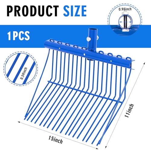 Tandefio 1 Pack Manure Fork Replacement Head Metal Pitchfork Horse Manure Rake Garden Pitch Fork Replacement Head with Angled Tines for Horse Stall Poop Picking up(Blue) Blue