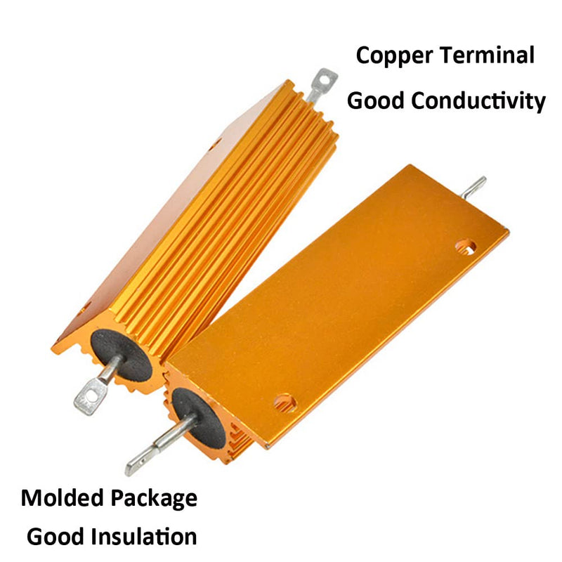 ETOPARS 3 Pcs 100W 8 Ohm 5% Aluminum Housing Wire Resistor Load Resistors Tap Resistor Chassis Mounting Wirewound Golden Housing Resistor 8 Ohm 100W Gold 100W