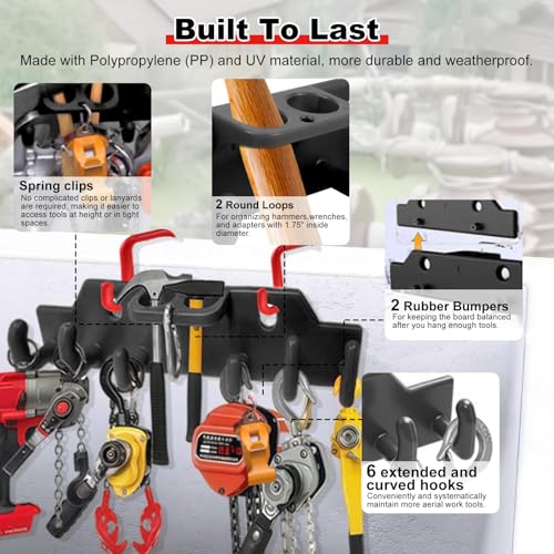 CNQLIS Lineman Tool Board Bucket Truck Tool Organizer Black Lineman tool board + Red bucket hook