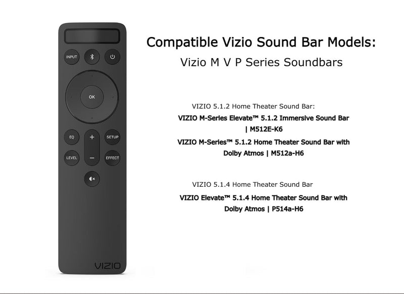 OEM Replacement Bluetooth Backlit Display Sound Bar Remote Controller fit for All Vizio 2.1, 5.1.2 and 5.1.4 Premium Sound Bar Home Theater System