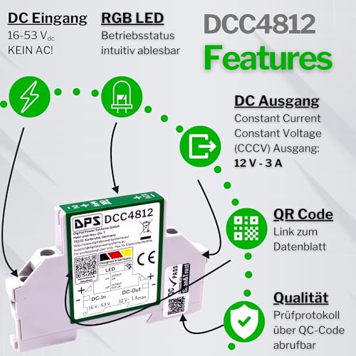 DPS - DCC4812 DC Converter 12 V out 1 A 48 Vin DIN Rail Ultra Thin 8.8 mm Buck Step Down 12V @1A