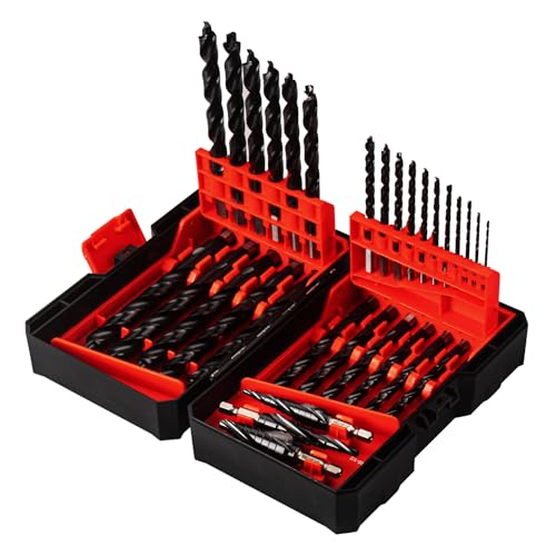 32PCS Cobalt Drill Bits Set (Pro), 29PCS 1/16"-1/2" Twist Drill Bit & 3PCS 1/8"-3/4" Step Drill Bit, Industrial Grade M35 TiAlN, Bullet Point Tip, for Hardened Metal, Stainless Steel 32PCS(1/16"-3/4")