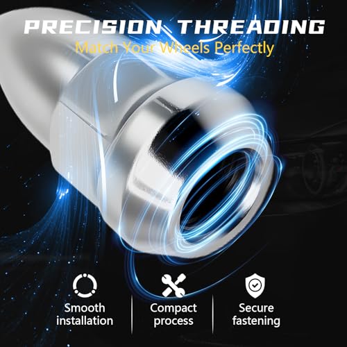 20-Piece Chrome Bullet-Style Lug Nuts – 1/2"-20 Thread, Extended Acorn/Bulge Style Wheel Nuts, Chrome Finish, High-Strength Steel, Cone Seat, Complete Set for 4 Wheels Spares