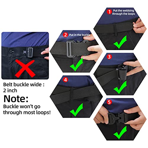 MELOTOUGH Quick Release Tool Belt 1.5 Inch Web Work Belt 2 Inch Wide Tool Belt with Heavy Duty Metal Buckle for Tool Pouch, Construction, Electrical (Black & Red)