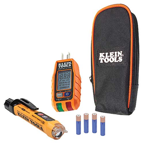 Klein Tools Electrical Test Kit with GFCI Tester, Voltage Detector and 11-in-1 Ratcheting Screwdriver DEVICE + Multi-Bit Screwdriver