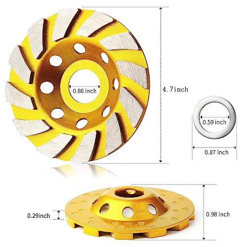 4.7 Inch Concrete Turbo Diamond Grinding Cup Wheel 12 Segs Heavy Duty Angle Grinder Wheels for Angle Grinder 4.7 Inch