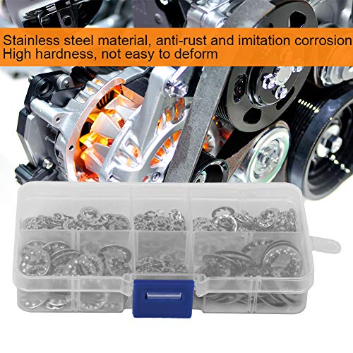 Oumefar Internal 300Pcs Combination Boxed Serrated Washer M3 M5 M6 M8 M10 for Machine Equipment