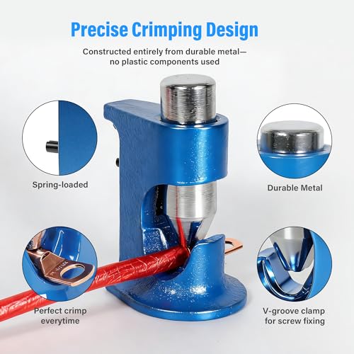 Cable Cutter and Hammer Lug Crimper Tool Kits,Heavy Duty Cable Cutting/Stripping/Crimping for 16 AWG to 4/0 AWG Battery and Welding Cables, Aluminum, Copper Cable for Automotive/Industrial Wiring