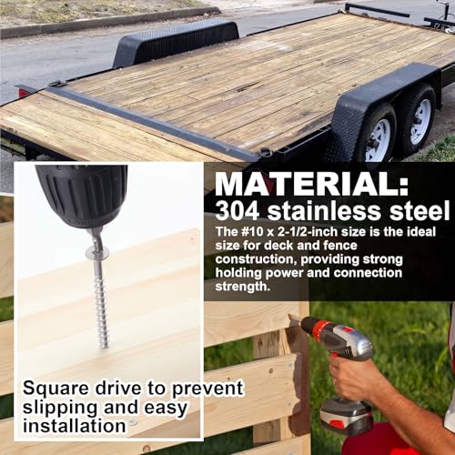 Blulu 300 Pcs 10 x 2‑1/2" Deck Screws, 304 Stainless Steel Nails for Deck