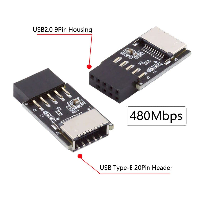 chenyang USB 2.0 9Pin Male to USB 3.1 Type E Key-A Female Front Panel Socket to 9Pin Mainboard Header Extension Adapter 1 to 1