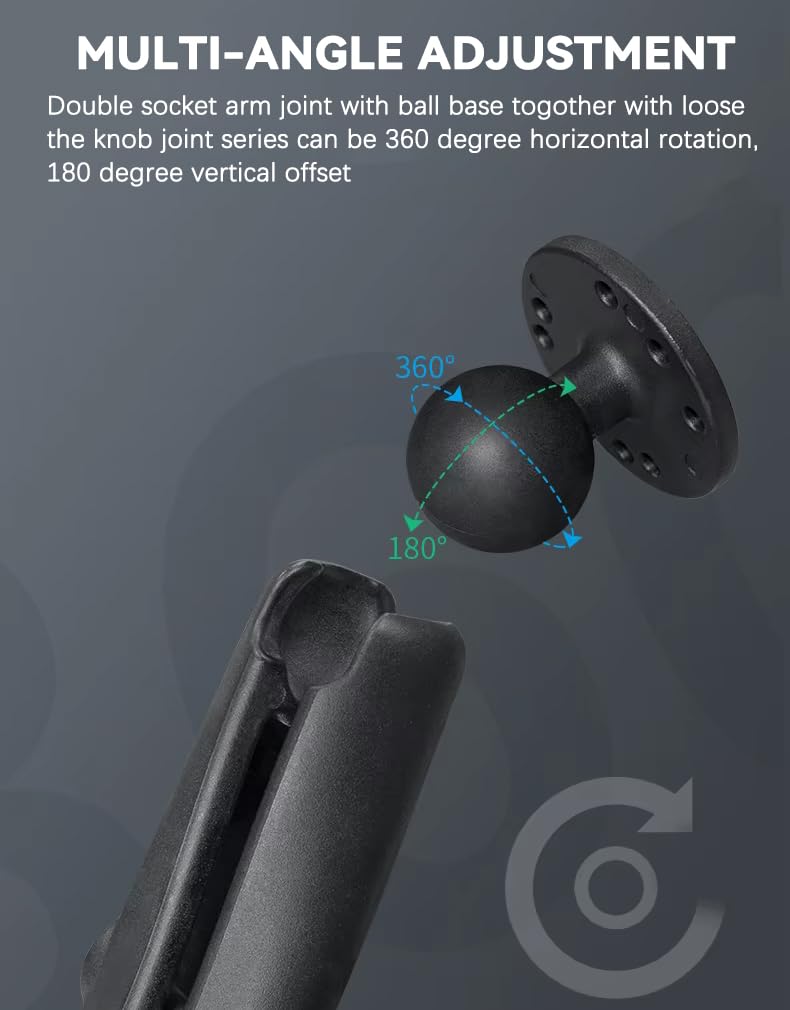 Strg Double Socket Arm for 1.5 Inches/C Size/ 38mm Ball Mounts Accessories, 9.0'' Length Aluminum Alloy Long Arm Powerful Clamp Compatible with RAM Mount, iBolt and More 9" Long (B)