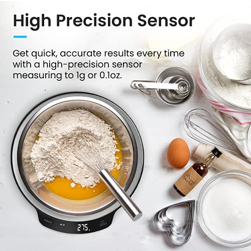Pro Breeze Kitchen Scales Digital - Stainless Steel Digital Scales Kitchen High Precision Kitchen Weigh Scale for Baking and Cooking in g/ml/fl oz/lb oz Kitchen Scale