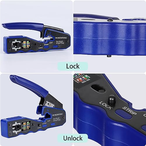 RJ45 Crimp Tool Pass Through Ethernet Crimper for Cat6 Cat5e Cat6a Connectors Cat6 Crimping Tool Kit