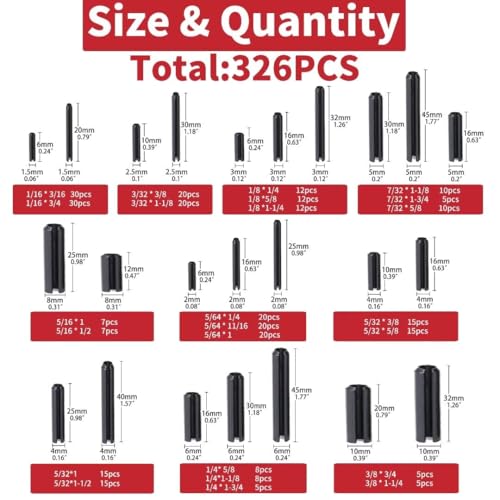326-Piece Roll Pin Set & 9-Piece Punch Set with Pouch - 24 Sizes & 1/16"-1/4" Steel Punches for Home Improvement, Gunsmithing & DIY