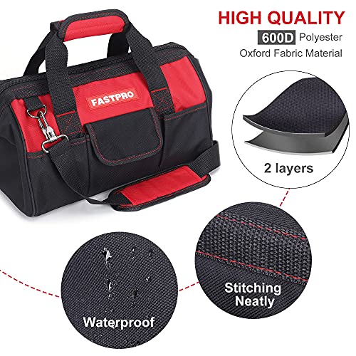 FASTPRO 14-Inch Tool Bag, Wide Mouth Open Storage Bag