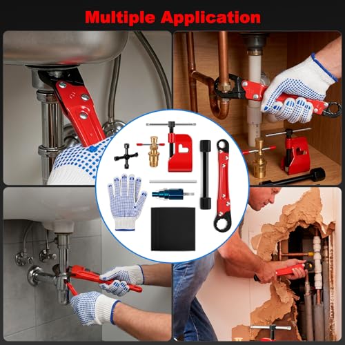 Plumbing Tools Kit with 1/2" & 3/4" Compression Sleeve Puller Set