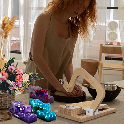 Wooden Wire Soap Cutter, Adjustable Wire Soap Slicer Cutting Tool for Handmade Candles Trimming Cheese Making Wooden-1