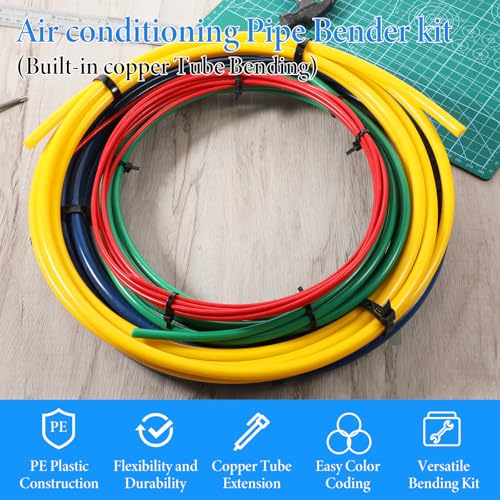 SHENLIU 4 Pcs 4M Conditioning Copper Tubing Pipe Extension 1/4" 1/2" 3/8" 5/8" Built-in Copper Tube Bending Strip Air Conditioning Pipe Bender Kit PE AC Coppers Tube Bending Strip