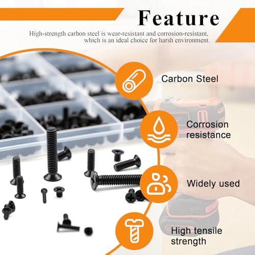24Sizes 888Pcs Tiny Micro Laptop Computer Screw Kit M1.4/M1.7/M2/M2.5/M3/M4 Countersunk Flat Head Phillips Mini Repair Screws Set for Machinery, Furniture, Automotive, Motorcycle