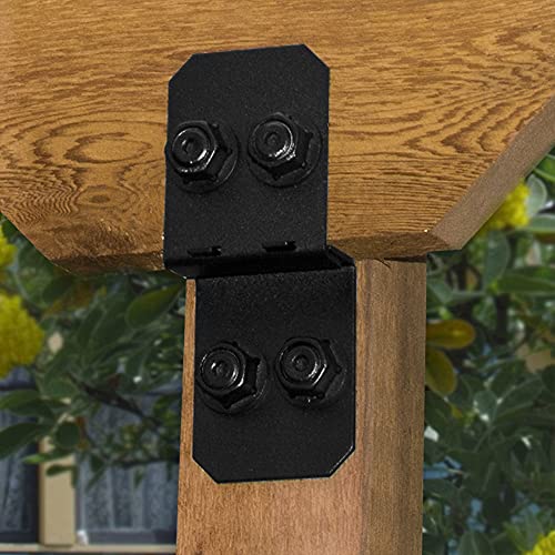 OZCO 2 Pcs Ironwood Post to Beam Connector 4" | Decorative Post to Beam Bracket for Pergola, Pavilion, Deck and Outdoor Wood Structures | Powder-Coated Galvanized Steel Hardware