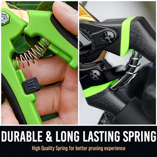 8.5" Professional Bypass Pruning Shears & Gardening Scissors Set - Super Sharp Premium Garden Shears | Pruning Shears For Gardening, Garden Hedge Clippers Handheld Pruners - Garden Scissors Shears + Scissors