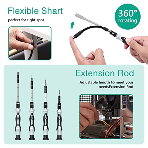 ORIA Precision Screwdriver Set, 108 Bits, Flexible Shaft, Extension Rod 132 IN 1 Green