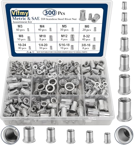 Metric & SAE Rivet Nut Assortment Kit(420 Pcs) & Vifmy Metric & SAE Rivet Nut Assortment Kit(300 Pcs)