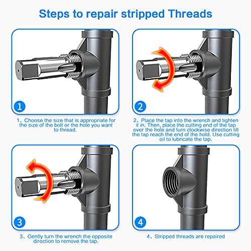 6-Piece NPT Pipe Tap Set, 1", 3/4", 1/2", 3/8", 1/4", 1/8" NPT Tap Set, Carbon Steel Hand Threading Plumbing Tap Set for Accurate Threads, Assorted Plumbers Mechanics DIY Thread cutting tools 6 pcs NPT Taps 1" 3/4" 1/2" 3/8" 1/4" 1/8