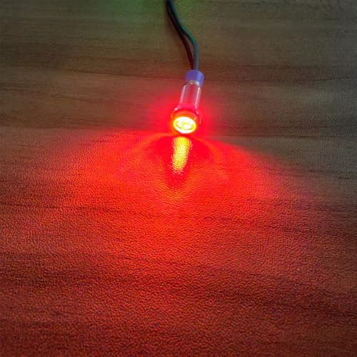 Gebildet Pack of 5 8 mm 3V-4.5V-5V-6V-7.5V-9V LED Metal Indicator Light Waterproof Signal Lamp Pilot Dash with Wire (Red) Red (8 Mm)