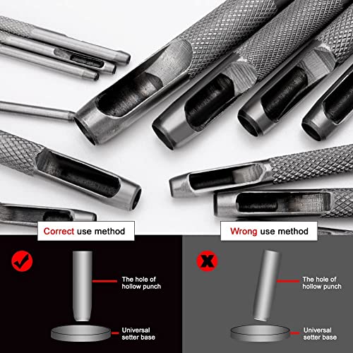 Round Steel Hollow Punch Set 15Pcs 3-25mm Leather Craft Tool