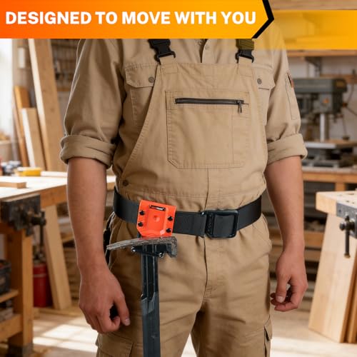 MELOTOUGH Hammer Holder for Belt – Heavy-Duty Orange ABS Holster, Rivet-Reinforced + Tape Measure Holder for Belt – Orange ABS Holster, Rivet-Reinforced, Fits 2.7" Tool Belt