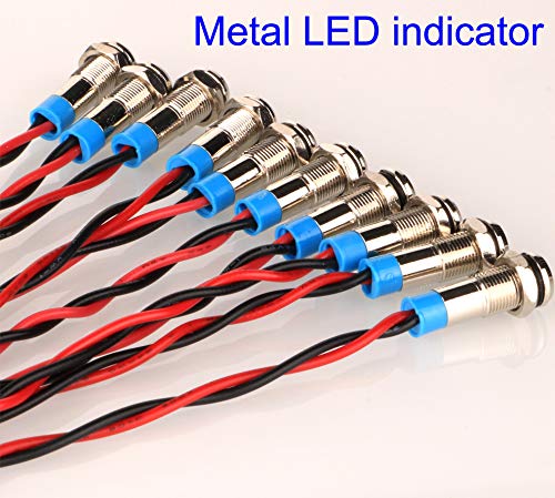 Gebildet 10Pcs 6mm 230V AC LED Metal Indicator Lamp Waterproof Signal Lamp (Green Orange Red Blue White 10Pcs) Mixed Color-220v