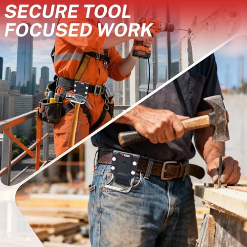 KUNN 3-Pack Professional Tape Measure Holder Set + Professional Drill Holder Set, Bulk Drill Belt Clips + Tool Belt Hammer Holster (3-Pack), Bulk Set of Quick-Release Loops