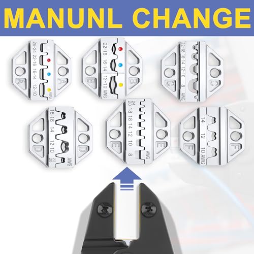 haisstronica 6PCS Crimping Tool Set, Interchangeable Terminal Dies Crimping Tool Set - 6PCS with Solar