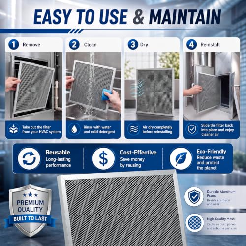 Fumete 2 Pcs 21x21x1 Electrostatic Permanent A/c Furnace Air Filter