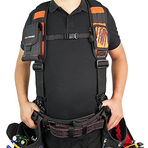 MELOTOUGH Magnetic Suspenders Tool Belt Suspenders with Large Moveable Phone Holder,Tactical Glove Clip Work Glove Holder Clip for Tool Belt,Tactical Backpack,Outdoor Accessory