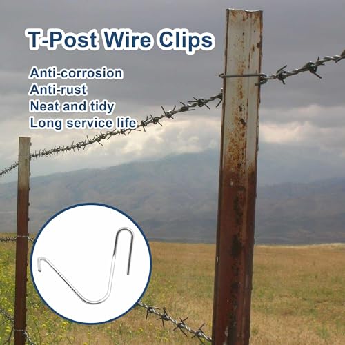 T-Post Clips Galvanized Steel Fence Clips 250 PCS 10 Gauge Convenient and Fast Installation Pre-Cut Fence Ties for T-Posts/U-Posts