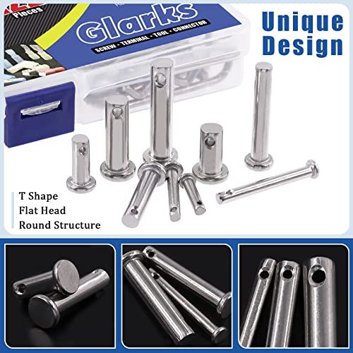 Glarks 122Pcs 4 Styles Clevis Pin/Cotter Pin/Hair Pin/Dowel Pin Assortment Set, 15 Size 304 Stainless Steel Pin Fasteners for Automotive, Mechanics, Cars, Trucks, Lawn Mower Use