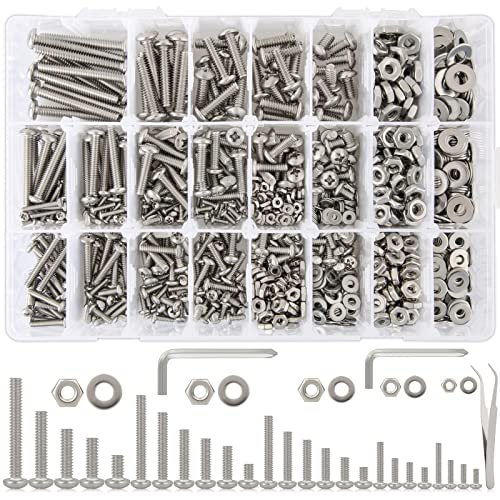1700Pcs M2 M3 M4 M5 Hex Flat Head Screws + #2-56#4-40#6-32#8-32#10-24 Phillips Pan Head Machine Screw Assortment