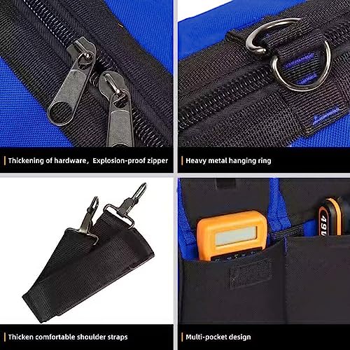 FASTECH 20 Inch Heavy Duty Tool Bag with Wide Mouth for Tool Storage,Carrier and Organizer,Tool Bag for Men/Women, Wide Mouth Tool Bag with Inside Pockets (20 Inch) 20inch
