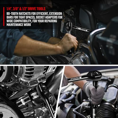 zhax 10-Piece Ratchet Set, 1/4”, 3/8”, 1/2” Drive 90-Tooth Ratchets & Accessories, Quick Release Reversible Ratchet Wrenches with Extension Bars & Socket Adapters for Repairing Home DIY