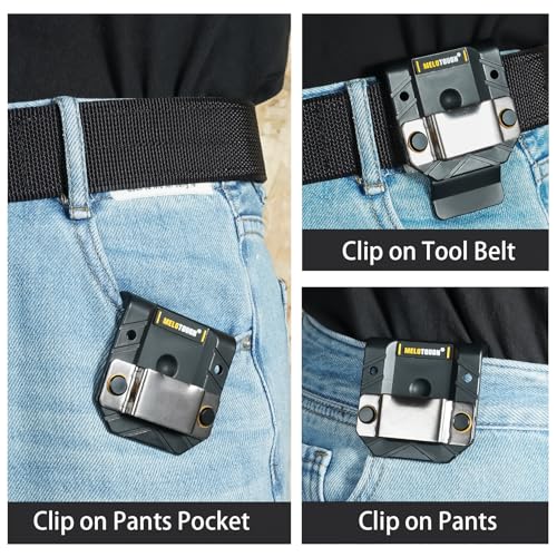 MELOTOUGH Padded Tool Belt with D ring for men construction Strong Durable Double Metal Roller Buckle(adjustable waist 33'-47 ') Black Tape Measure Holder for Belt