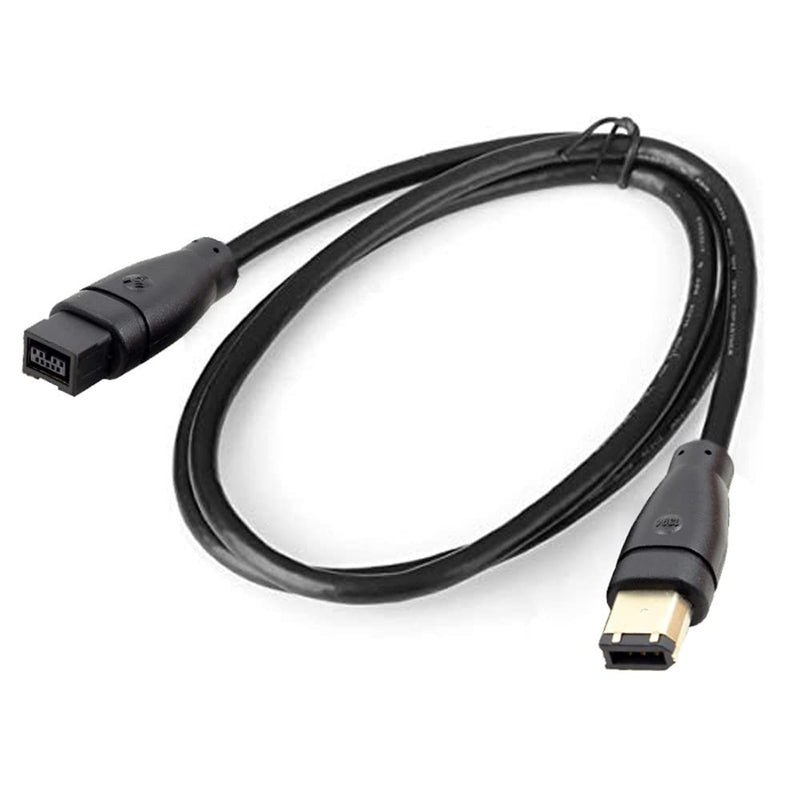 CY IEEE 1394 Firewire 800 9-pin to 6-pin Cable FireWire 800 to 400 9p to 6p Capture Cord 1.8m Black 9Pin Male-6Pin Male