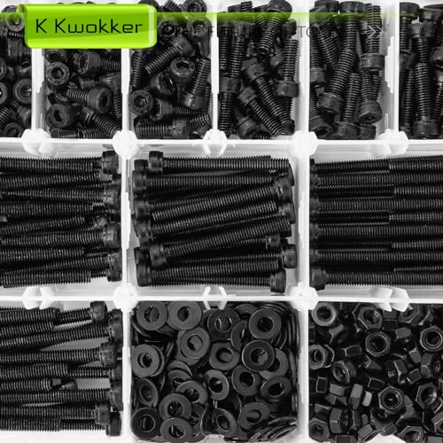 900PCS M4 Nuts and Bolts Assortment Kit 4mm-45mm, Upgraded Zinc Plated 12.9 Alloy Steel M4 Screw Assortment, Hex Socket Head Cap Machine Screws Bolts and Nuts Kit 4/6/8/10/12/14/16/20/25/30/35/40/45MM A.M4
